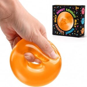 Slow Rising Donut Squishy Fidget Toy, Orange Sensory TPR Toy