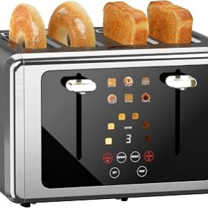 WUNLY Smart Digital 4-Slice Touchscreen Toaster, Wide Slots & Dual Control