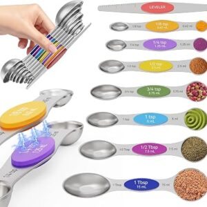 Magnetic Measuring Spoons Set with Measurement Markings | Colorful