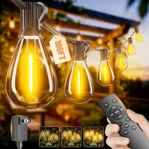 Sikitul Outdoor String Lights with Remote & Dimmable