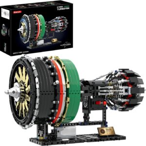 Turbojet Engine Building Set, Aircraft Engine Model kit that Run, Build Your Own Mini Aircraft Model Engine Kit with Motor, STEM Mechanical Physical Science Educational Toys for Kids Adults (1089 PCS)