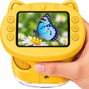 ASPOVEN 1000X Handheld Digital Microscope for Kids (Yellow) | 4K HD 2.4″ Screen, 200–1000X Magnification, Portable Kids Microscope, Educational STEM Toy, Gifts for Boys and Girls Age 5–12