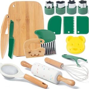 17 Pcs Kids Knife Set for Real Cooking, Montessori Kitchen Tools for Kids