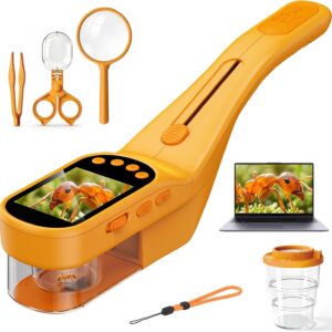 Bug Catcher Microscope for Kids Outdoor: STEM Toys with 500X HD Zoom – Birthday Gift for Boys Girls Age 3-12 – Handheld Nature Explorer Kits for Summer Camping