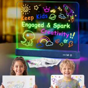 X-Mango 16″ LED Drawing Board, Birthday Gifts for Girls (Blue) | Handcrafted Fabric-Wrapped Base| 12 Light Effects| Detachable Acrylic Panel, Birthday Gifts for Girls & Boys Ages 5 -12