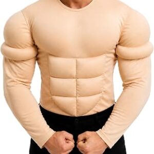 Mens Muscle Suit Costume Shirt Funny Bodybuilder Halloween Outfit