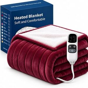 Heated Blanket Electric Throw Blanket 50 x 60in Red