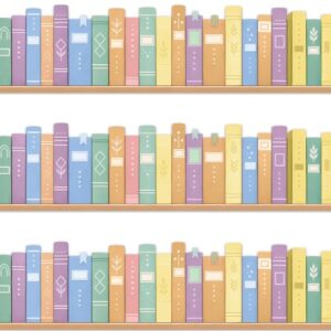 72ft Pastel Bookshelf Bulletin Board Borders Pastel Paper Border Trim Book Spine Classroom Decor for Back to School Classroom Party Home Office Chalkboard Wall Decor
