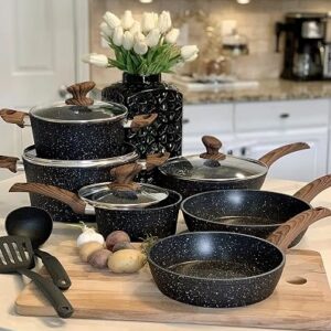Kitchen Academy Pots and Pans Set Non Stick, 12pcs Induction Cookware