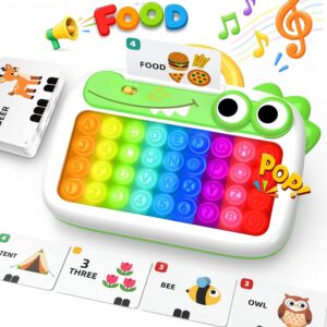 Talking Alphabet Flash Cards, POP It ABC Sensory Toys for Kids, Alphabet Learning Toys, Sensory Physical Therapy Toys, Screen-Free Interactive Reader, Speech Therapy Toys for Toddlers