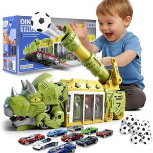 Dinosaur Triceratops Truck Car Toy, Shooting Game with Storage Bay