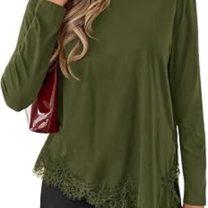 PRETTYGARDEN Women’s Long Sleeve Asymmetrical Lace Top