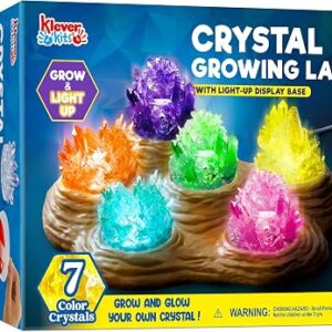 JOVA Klever Kits Crystal Growing Lab- 7 Color Crystal Growing Kit with Light-Up Base, Educational Toys Birthday Gift for Boys and Girls, Science Kits for Kids Ages 8-12