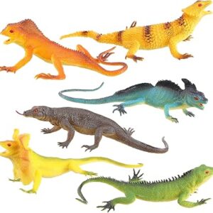 6PCS Large Lizard Figures, Soft Squeaky Komodo Dragon & Iguana Toys