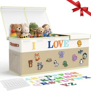 Toy Box Storage with Lids, Collapsible, with DIY Felt Decorations