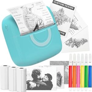 Non-Ink Mini Sticker Printer Machine, 3 Sticky Paper Rolls in Set