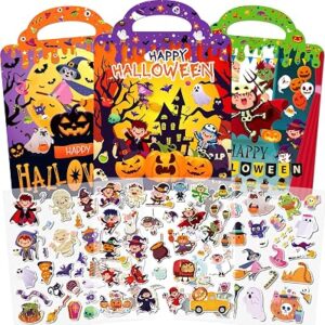 ELFEW 3 Pack Halloween Reusable Sticker Books