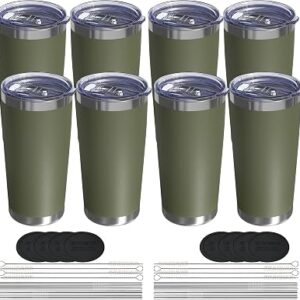 Leakproof Travel Coffee Tumbler with Lid and Straw 8 Packs