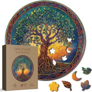 Tree of Life Wooden Puzzle for Adults 180 Pieces, Tree Landscape Wood Puzzle for Adults, Unique Shape Nature Puzzle 180 Pieces