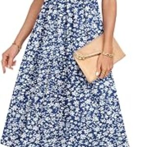WNEEDU Cap Sleeve Tiered Swing Dress