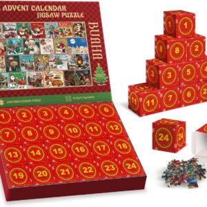 Christmas Advent Calendar Jigsaw Puzzles 1000 Piece for Adults 2026 | 24 Days Christmas Countdown Calendar Jigsaw Puzzle Holiday Santa Puzzle for Adult 1000 Piece for Family Decor