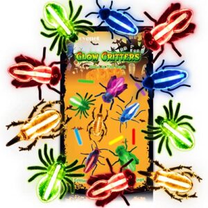 82 Pcs Glow Critters For Halloween Party Favor, Include Glow Bugs and Mini Glow Sticks, Glow in the Dark Party Toys Set for Kids, Trick or Treating Goodie Supplies, School Classroom Game Prizes