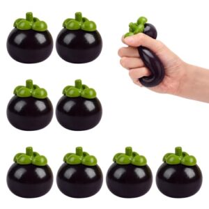 8 Pack Mangosteen Slow Rising Ball Fruit Fidget Toy for Adults Stress | Slow Rising Stress Ball, Hand Therapy Sensory Balls, Realistic Fruit, Stress Relief Balls Soft, Party Favors