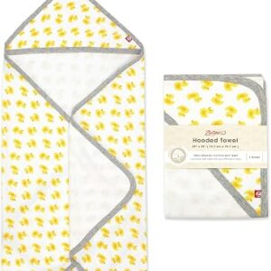 Zutano Hooded Baby Towels, Organic Cotton Baby Bath Towel, Ultra Soft and Absorbent Baby Towel for Newborn and Infant | Girl, Boy, and Unisex Towel Set, Rubber Duckies, 1-Pack