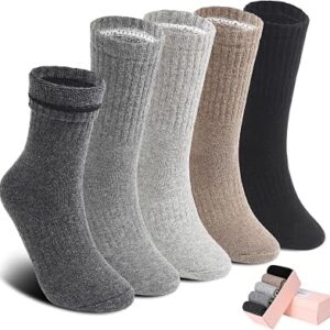 Cozy Boot Socks for Women Warm Winter Thermal Crew Socks 5Packs