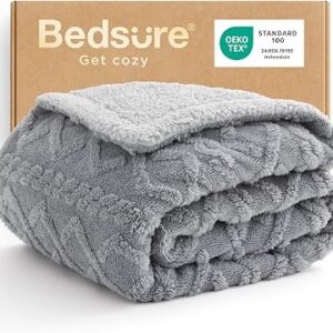 Bedsure Cable Jacquard Tufted Sherpa Fleece Blanket