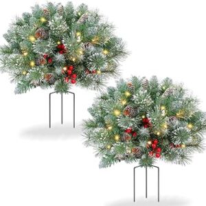 TOWPONICS 20IN Pre-Lit Outdoor Christmas Trees Set
