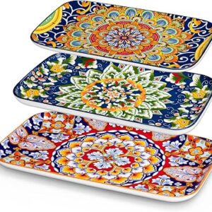 vancasso Serving Platters Set of 3, 16″/14″/12″ In Rectangular Trays Boho
