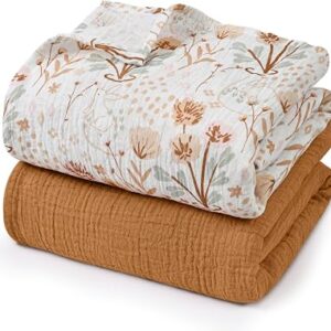 GLLQUEN BABY Muslin Swaddle Blankets for Newborn Girls, Large 40”x38”