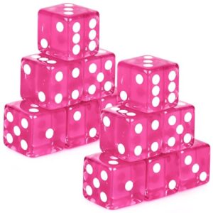 Abilat 12 Pieces 19mm Casino Dice Set Translucent 6 Sided Game Dices Square Corner Acrylic Dice for Casino Vegas Theme Birthday Party Supplies Table Games Board Games (Rose Red)