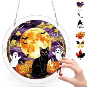 Acrylic Puzzle Suncatcher, Halloween Pumpkin Ghost Sun Catcher Puzzle
