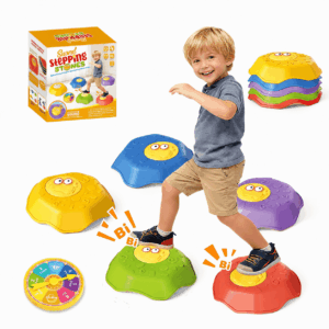 Adofi Stepping Stones for Kids, 5 PCS Non-Slip Toddler Balance Stones with Squeaky Sound, Outside Toys for Toddlers 3-5, Sensory Toys for Indoor & Outdoor Play, Outdoor Activities for Kids