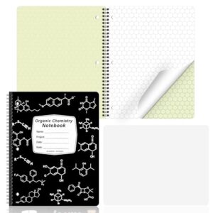 Affrolling 1 Pack Organic Chemistry Carbonless Lab Notebook Carbon Copy 8.5'' x 11'' Hexagonal Spiral Graph Paper 50 Sets 100 Pages Laboratory Notebook 3 Hole Punched for Drawing Organic Structures