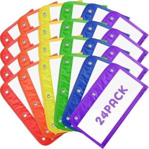 Affrolling 24 Pcs Bulk Clear Pencil Pouch for 3 Ring Binder Zipper Pencil Pouches Multi Color Pencil Case Pencil Bags with Zipper PVC Binder Pencil Case for Office Supplies