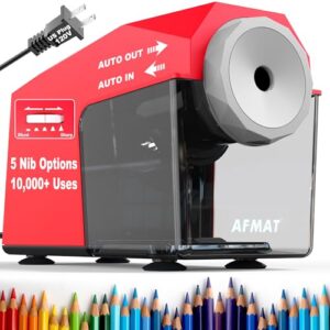 AFMAT PSC4 Electric Pencil Sharpener, Fast & Hands-Free, 10K+ Uses, 5 Nibs, Fully Automatic Pencil Sharpener for Classroom, Heavy Duty Sharpeners for No.2/Colored Pencils (φ6.5-10.5mm) US Plug(120V)