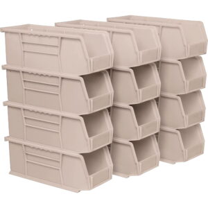 Akro-Mils Stackable Storage Bins 30224 AkroBins Stacking Organizers, 11"x4"x4", Stone, 12-Pack