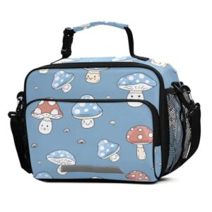 ALAZA Mushrooms Blue Lunch Box for Girls Kids Insulated Lunch Bag