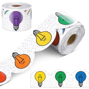 AmazingSpark 65 Feet Colorful Light Bulb Bulletin Board Borders for Classroom Decoration Back to School Bulb Dots Scalloped Rolled Border Trim for Home Office Teaching Chalkboard Whiteboard Decor
