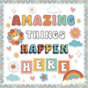 Amazing Things Happen Here Bulletin Board Rainbow Bulletin Board Decoration Set Inspirational Welcome Back to School Cutouts Decorations Classroom Wall Decor