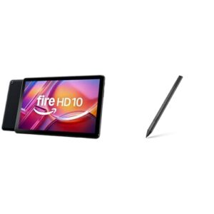 Amazon Fire HD 10 tablet and Stylus Pen creativity bundle, 4 GB RAM, 32 GB, Black