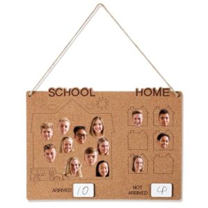 Amyhill Rustic Attendance Pocket Chart for Classroom, Corkboard, 10 x 14''
