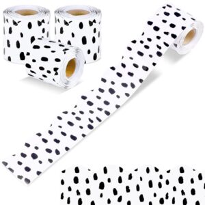 Aodaer 3 Rolls 98.4 ft Black Painted Dots Bulletin Board Borders Scalloped Border Trims Polka Dot Decorative Classroom Rolled Bulletin Border Trim Back to School Decoration for School Blackboard Decor