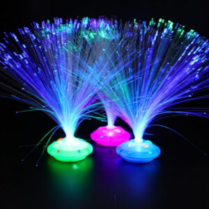 Aodebiao Sensory Fiber Optic Lamp - LED Color Changing with Cone Base - Fiber Optic Lights with Battery Powered - Calming Mood Night Light Romantic Starlight Fiber Optics Lights Tricolor LED Color