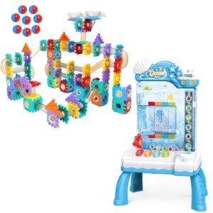AOSITE 4-in-1 STEM Learning Toy and 234 PCS STEM Marble Run Building Learning Toy Bundle