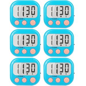 AOUCE Digital Kitchen Timers for Cooking, Timer for Kids 6 Pack Blue