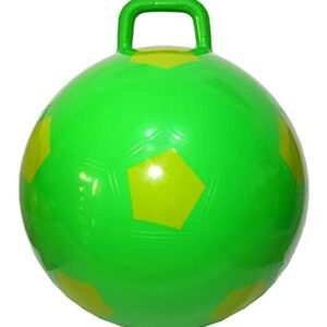AppleRound Space Hopper with Pump in Soccer Ball Style, 15in / 38cm Diameter for Ages 3-6, Kangaroo Bouncer, Hoppity Hippity Hopball, Sit-on Bouncy Ball with Handle